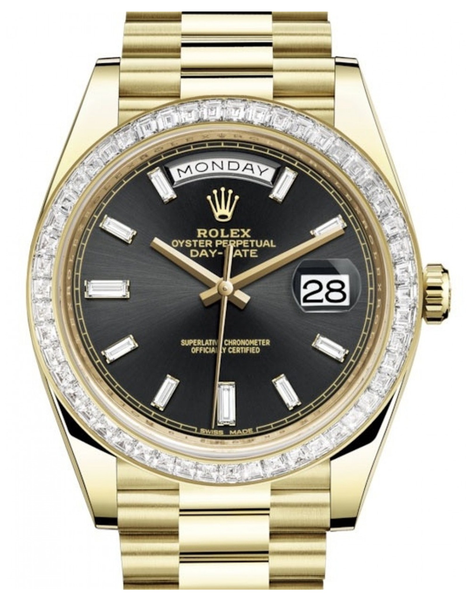 Replica Rolex Day Date Black Diamond Dial Men's Watch 228396TBR 40MM