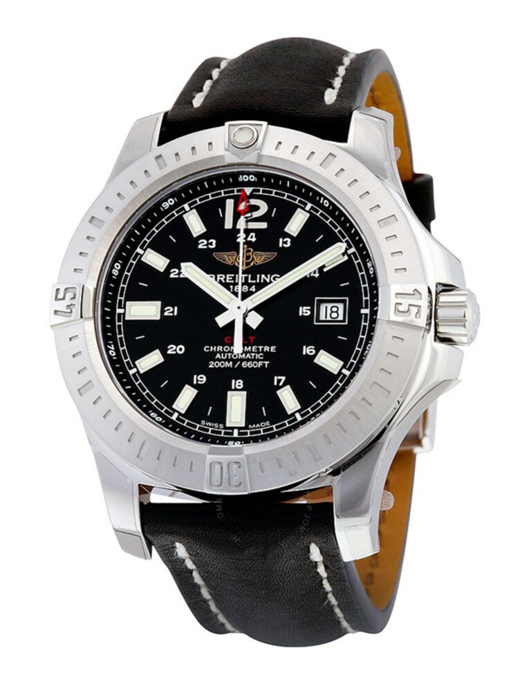 Replica Breitling Colt Black Dial Leather Strap Watch A1738811 BD44BKLT ...
