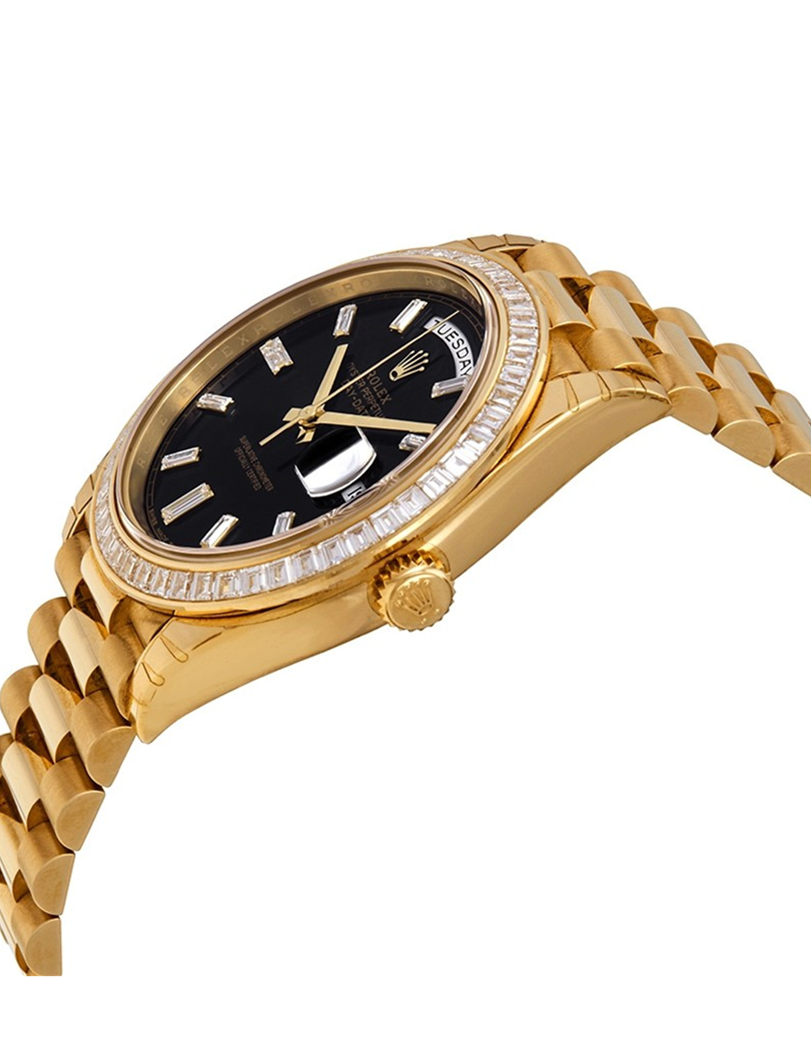 Replica Rolex Day Date Black Dial 18K Yellow Gold ...